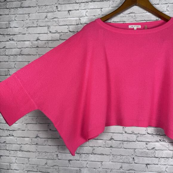 Minnie Rose 100% Cashmere Dolman Sleeve Hot Pink Sweater Size OS - Picture 2 of 6